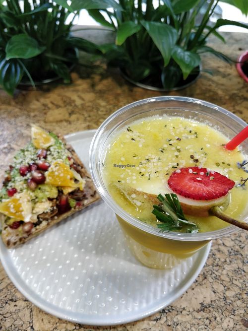 Salty waffle with juice at VanFruct Campineanu in Bucharest