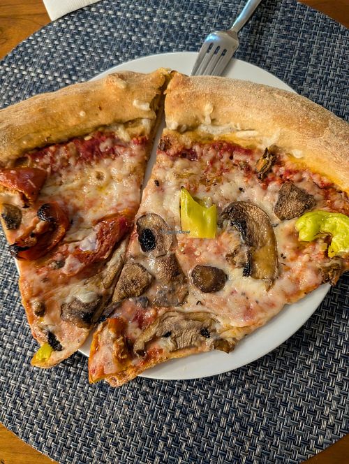 A couple of leftover slices because it looked so good that I forgot to take a picture of the whole pie! at Mellow Mushroom in Midlothian