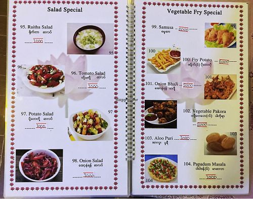 Menu: Salads / Veggie dishes at Namaaste Kitchen in Nyaungshwe