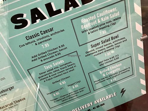 menu at The Diner - Covent Garden in London