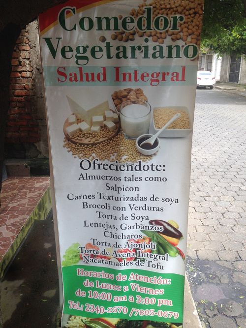 Restaurant street listing. at Comedor Vegetariano Salud Integral in Chinandega