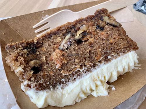 Vegan carrot cake  at Eden Project in St Austell