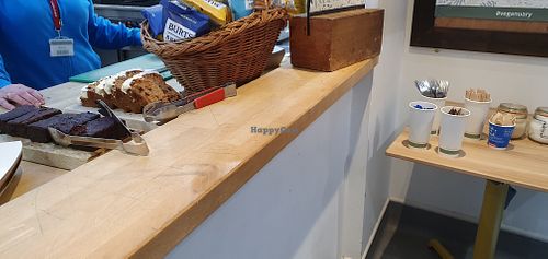 Counter and foods/snacks at Vegan Kitchen.  (may be temporary - unclear) at Eden Project in St Austell