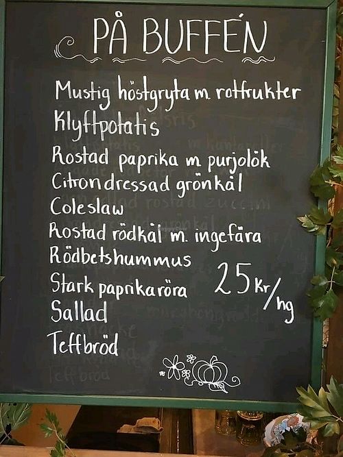 Menu at Fröjdas in Stockholm
