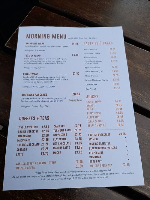 Breakfast menu - 13 July 2021 at Wulf & Lamb Chelsea in London