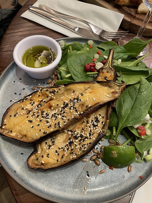 Miso aubergine  at Wulf & Lamb Chelsea in London