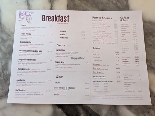 Breakfast menu (January 2024) at Wulf & Lamb Chelsea in London