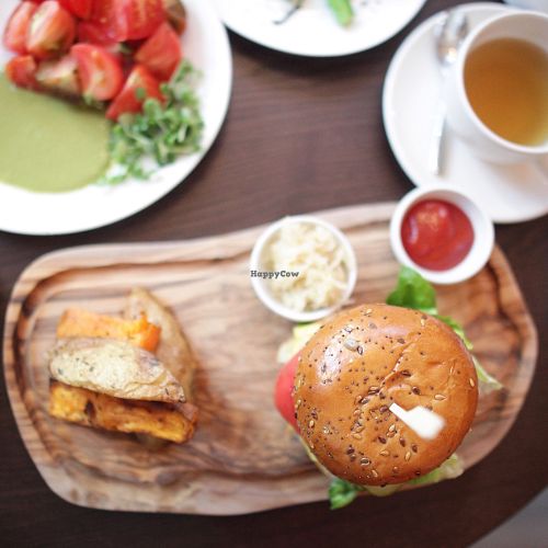 Spicy veg burger at Wulf & Lamb Chelsea in London