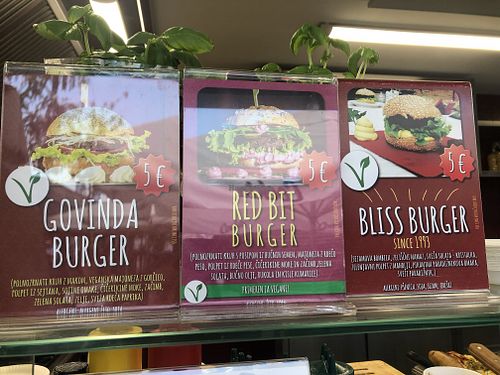 burger choice at Radha Govinda Street Food in Ljubljana