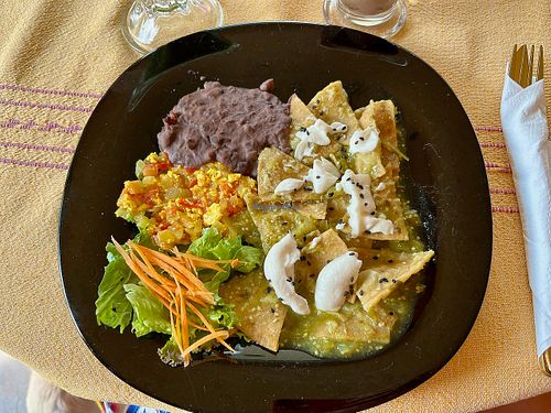 Green chilaquiles at Ol-Lin Vegan in Ajijic