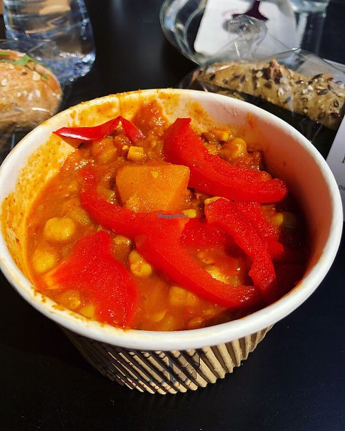 Lentil chickpea soup at Pret A Manger - Rue Marbeuf in Paris