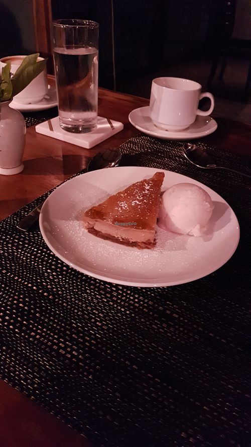 fig and cinnamon raw cheesecake with soycoconut vanilla icecream  at Country Delights Natural Foods in Cooranbong