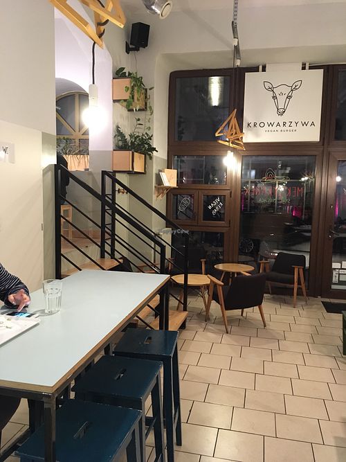 Seating area at Krowarzywa in Wroclaw