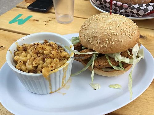 Unchicken burger at The Hogtown Vegan in Toronto