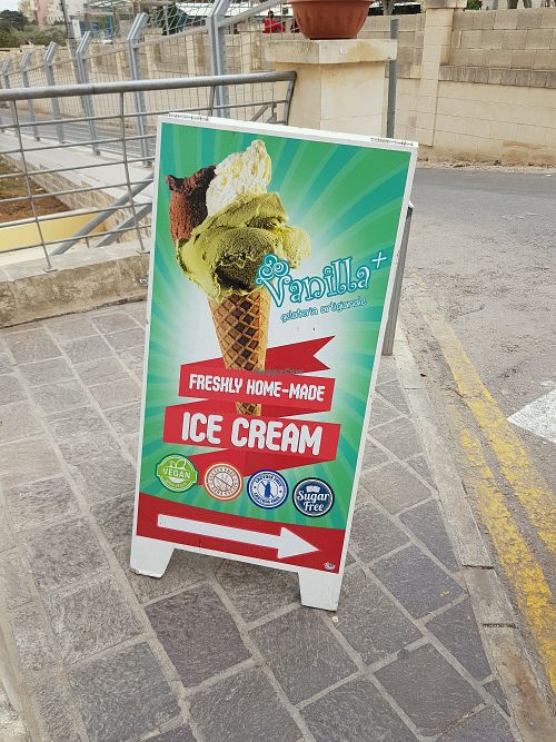 advertisement  at Vanilla Plus Gelateria Artigianale in Gozo
