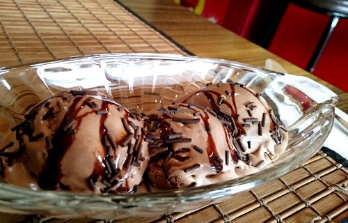 Chocolate coconut ice-cream at Cool Corner Fried Ice Cream in Kandy