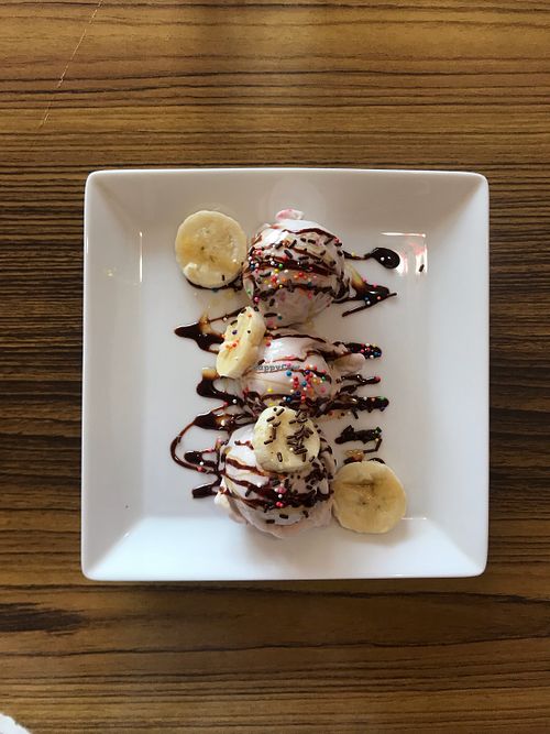 Vegan banana split Rs 300 at Cool Corner Fried Ice Cream in Kandy