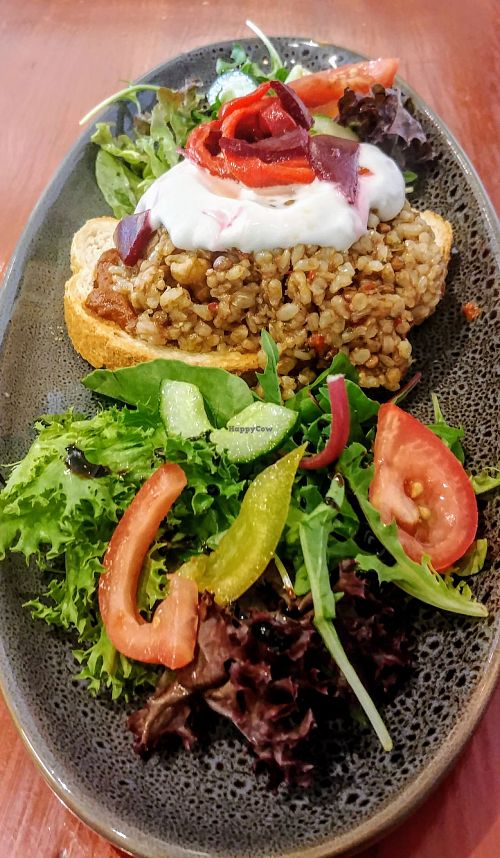 Veggie burger at Cafe Blue Gum in Monbulk