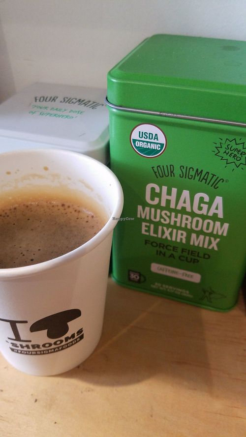 Sample of chaga at Four Sigmatic Shroom Room in Venice