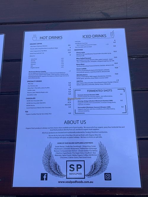 Menu at SoulPod Foods in Croydon