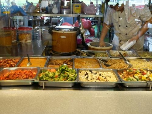 economic rice dishes at Just Greens - Tampines in East Singapore