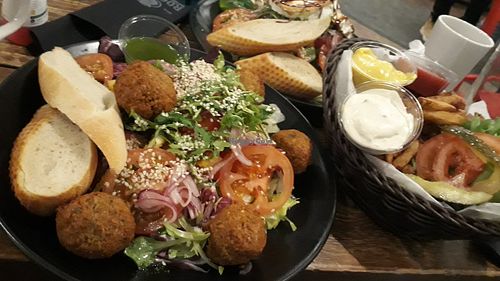 Falafel salad and fries at Cafe Rooster in Oulu