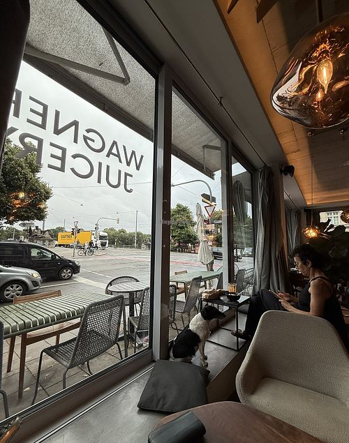 Inside with view to the street  at Wagners Juicery & Health Food in Munich