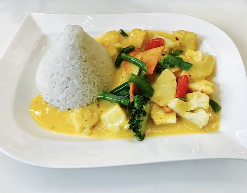 Tofu and vegetable in Mango sauce with Rice.  at Phuong Hong Asia Bistro in Neuruppin