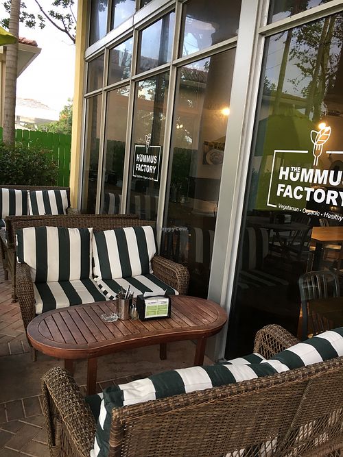 Outdoor seating  at The Hummus Factory in Hollywood