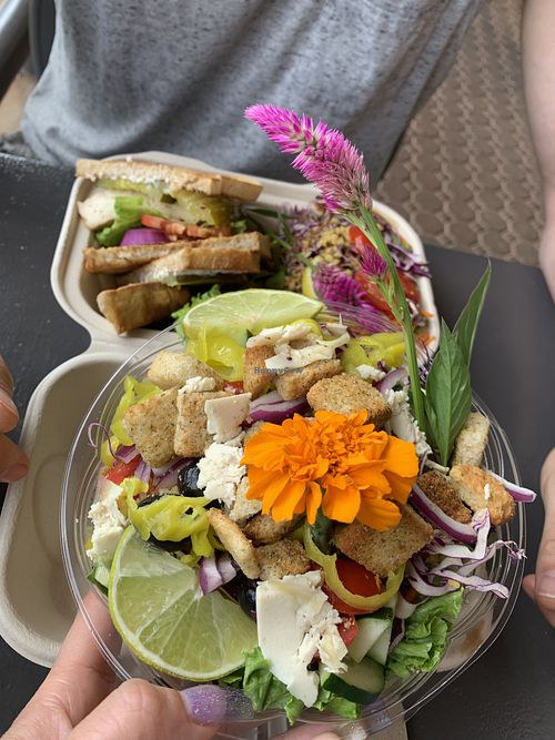 Greek salad   at a'a Roots Health Cafe in Lahaina