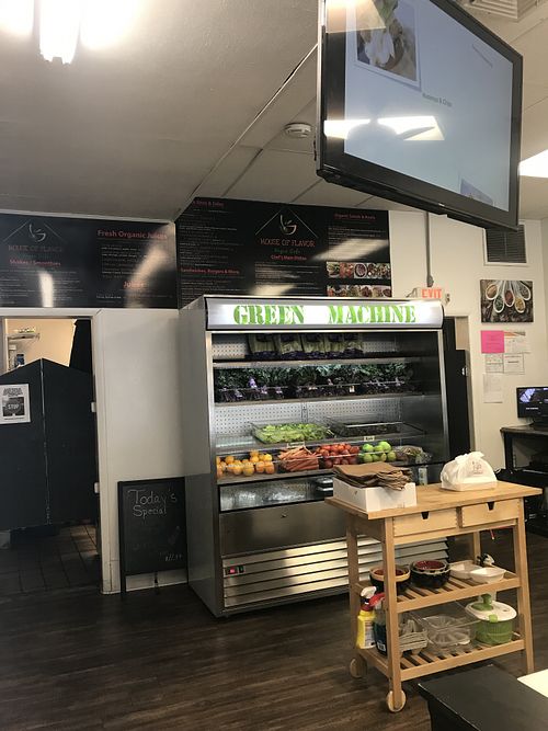 Green machine and menu at House of Flavor in Bayonne