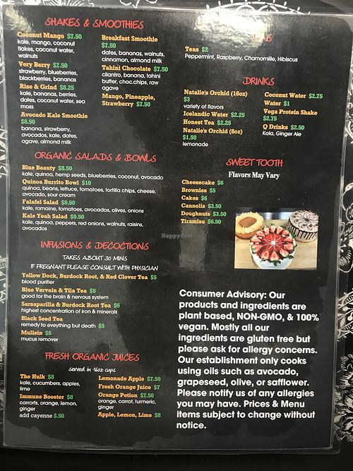 Menu back at House of Flavor in Bayonne