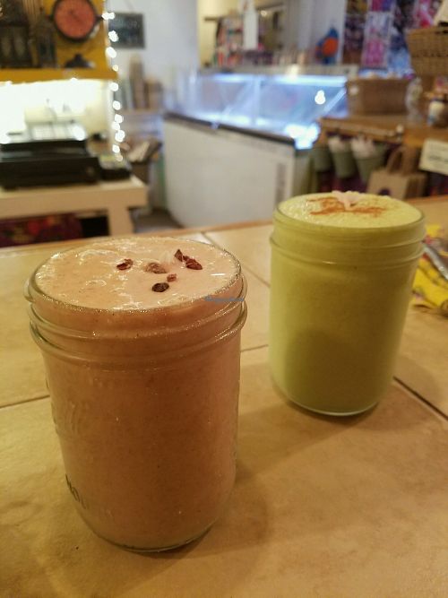 choco bear shake and banana coconut shake at Paradise Fresh Food in Waialua