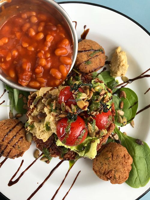 Breakfast falafel stack  at The Bus Cafe in Margate