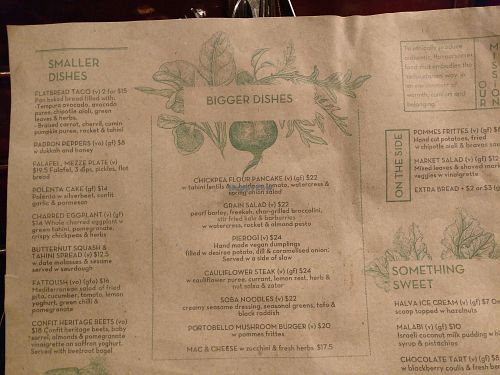 vegan items are now marked on the menu at Green Man's Arms in Carlton