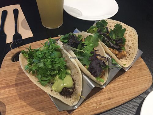 Felafel ‘taco’ and jackfruit ‘tacos’ at Green Man's Arms in Carlton