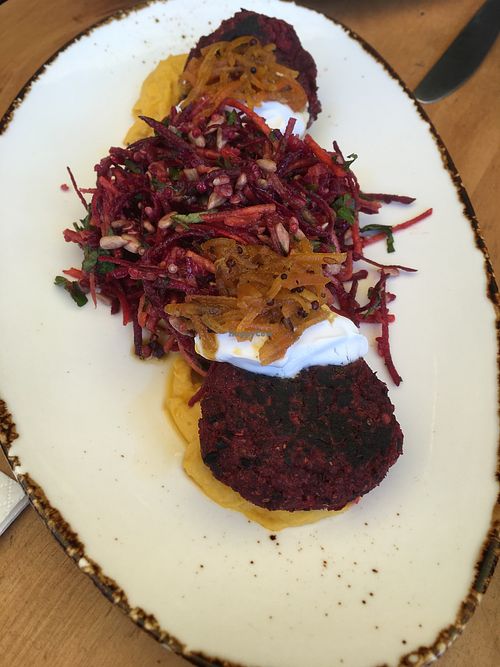 Beetroot & Black Bean Patties . at Atticus Finch in Rotorua