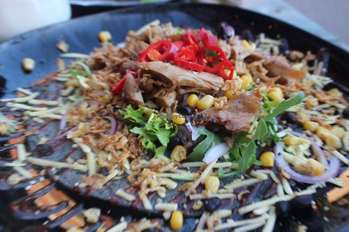 blue tortilla 13 euros at Vegan Junk Food Bar - De Pijp in Amsterdam