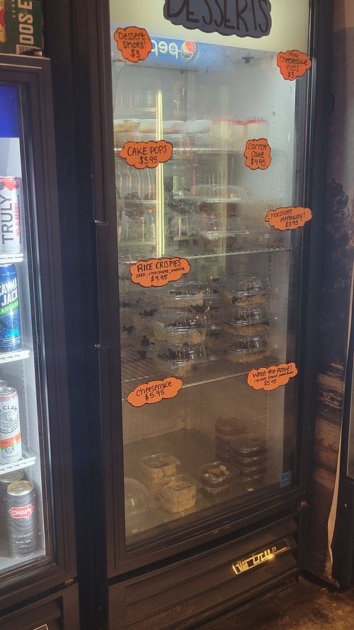 Dessert case moty vegan at The Pizza Patio in Flagstaff