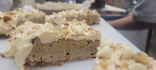Sour Cream Pumpkin Chai bread with Peanut Butter vanilla Creamsicle buttercream and white chocolate chips from Heaven Sent Foods at The Pizza Patio in Flagstaff