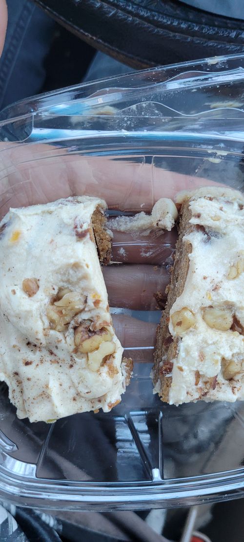 Sour Cream Pumpkin Chai bread with Peanut Butter vanilla Creamsicle buttercream and white chocolate chips at The Pizza Patio in Flagstaff