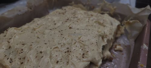 Sour Cream Pumpkin Chai bread with Peanut Butter vanilla Creamsicle buttercream and white chocolate chips at The Pizza Patio in Flagstaff