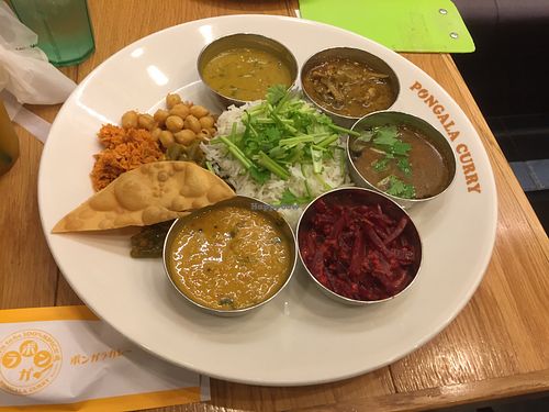 Vegetarian curry plate at Pongala in Osaka