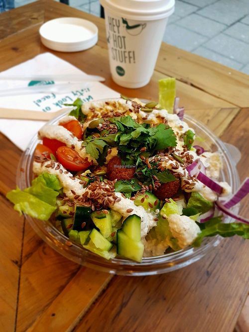 Falafel, tahini and houmous salad bowl at Fressh in Birmingham