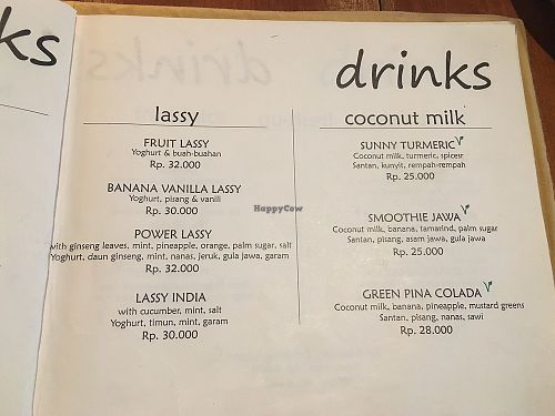 Drinks menu  at Milas in Yogyakarta