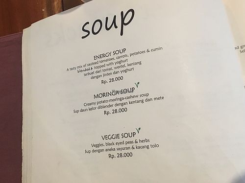 Soup menu  at Milas in Yogyakarta