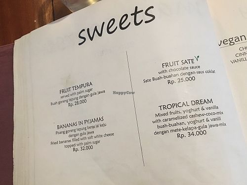 Menu at Milas in Yogyakarta