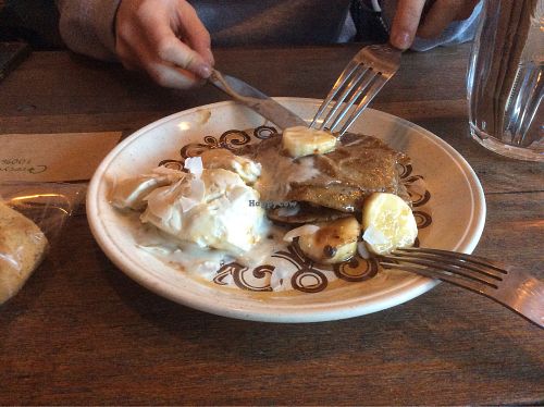 Banana pancakes with ice cream a sugar free dessert! at Rehab in East London