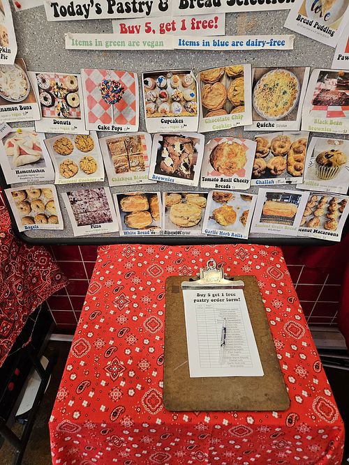 Menu board at The Red Bandana Bakery in Bethesda