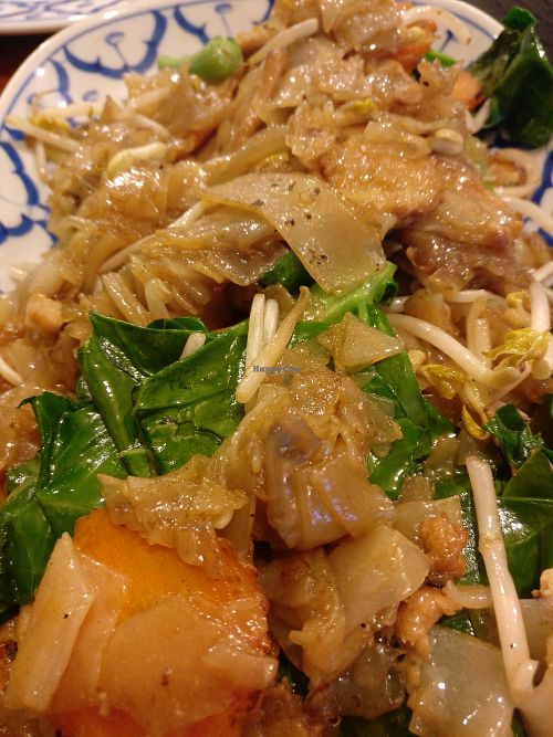 noodles, pork and greens at Madame K's Vegetarian - Williamstown in Williamstown